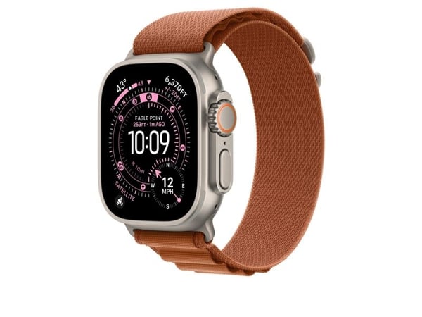 Apple - Sløyfe for smart armbåndsur - 49 mm, naturlig titanfinish - Medium størrelse - terrakotta - for Watch Hermès Series 9, SE 3, Series 10, Ser...