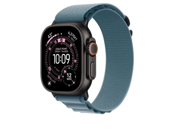 Apple - Sløyfe for smart armbåndsur - 49 mm, svart titanfinish - Medium størrelse - lys blå - for Watch Hermès Series 9, SE 3, Series 10, Series 11...