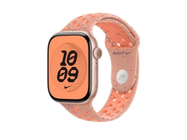 Apple Nike - Bånd for smart armbåndsur - 46mm - M/L (passer håndledd på 160 - 210 mm) - alpenglow rosa - for Watch Hermès Series 9, SE 3, Series 10...