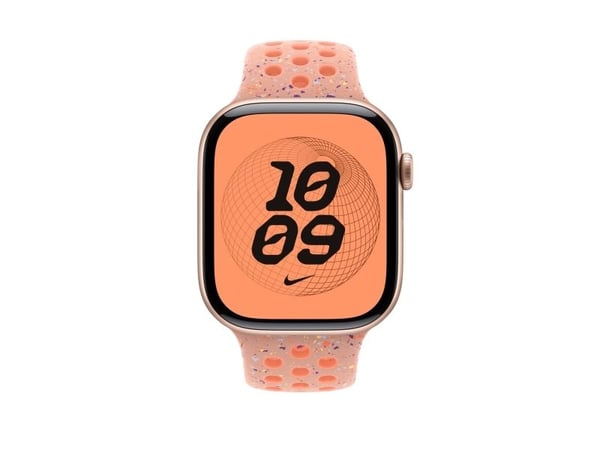 Apple Nike - Bånd for smart armbåndsur - 46mm - M/L (passer håndledd på 160 - 210 mm) - alpenglow rosa - for Watch Hermès Series 9, SE 3, Series 10...