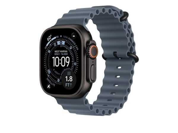 Apple - Forlengelse av klokkerem for smart armbåndsur - 49 mm, svart titanfinish - 130 - 250 mm - anker blå - for Watch Hermès Series 9, SE 3, Seri...