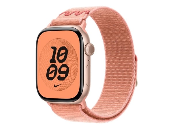 Apple Nike - Sløyfe for smart armbåndsur - 46mm - 145 - 220 mm - alpenglow rosa - for Watch Hermès Series 9, SE 3, Series 10, Series 11, Series 8, ...