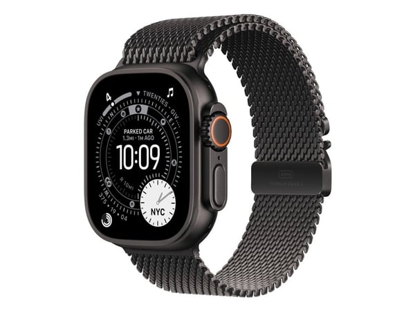 Apple - Sløyfe for smart armbåndsur - 49 mm, svart titanfinish - Liten størrelse - svart - for Watch Hermès Series 9, SE 3, Series 10, Series 11, S...