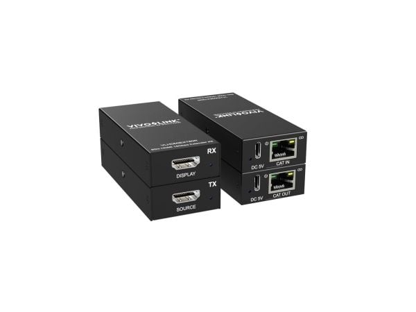 Vivolink VLHDMIEXT60, 4096 x 2160 piksler, AV-sender og -mottaker, 60 m, Koblet med ledninger (ikke trådløs), Svart
