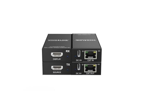 Vivolink VLHDMIEXT60, 4096 x 2160 piksler, AV-sender og -mottaker, 60 m, Koblet med ledninger (ikke trådløs), Svart