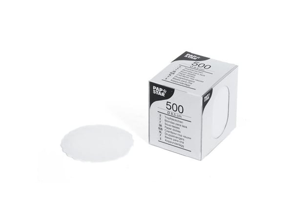 PAPSTAR - Dekkeserviett - Størrelse 8.5 cm - rund - avhendbar - hvit (en pakke 500)