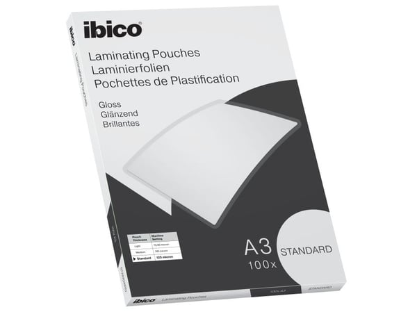 Ibico Basics Standard A3 lamineringslommer, Blank, Gjennomsiktig, A3, Termisk, 0,125 mm, 100 stykker