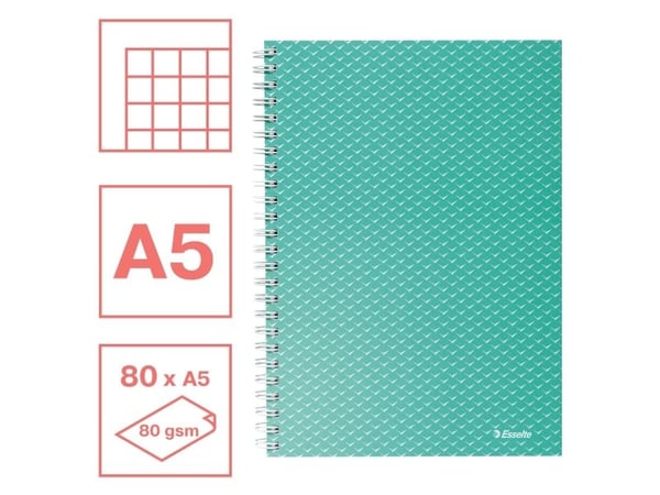 Esselte Colour''Breeze Muistikirja A5, Kuvio, Vihreä, A5, 80 arkkia, 80 g/m², Neliöpaperi