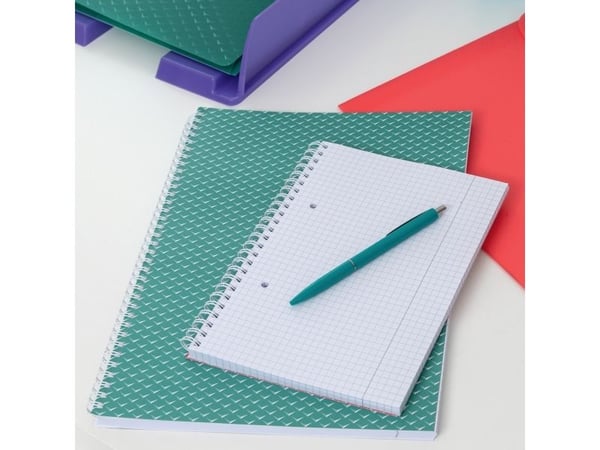 Esselte Colour'Breeze - Notatbok - trådbundet - A5 (148 x 210 mm) - 80 ark / 160 sider - kvadratisk - 2 hull - korall - papp