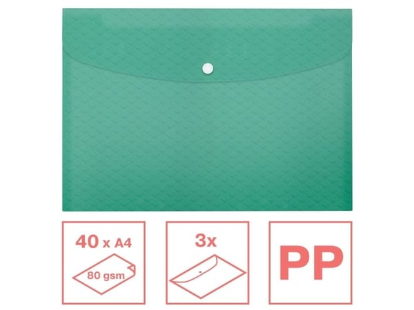 Esselte Colour'Breeze - Dokumentmappe - for A4 (210 x 297 mm) - grønn (en pakke 3)