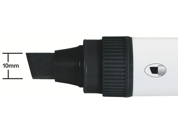 Nobo Glide whiteboardtusj, bred skrå spiss, 10 mm, hurtigtørkende blekk, svart, 4 stk.