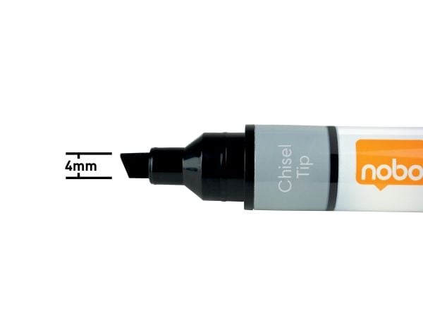 Nobo whiteboardtusj med skrå spiss 4 mm, hurtigtørkende blekk - med 4 stk. assorterte farger