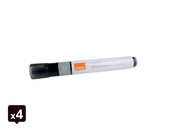 Nobo whiteboardtusj med skrå spiss 4 mm, hurtigtørkende blekk - med 4 stk. assorterte farger