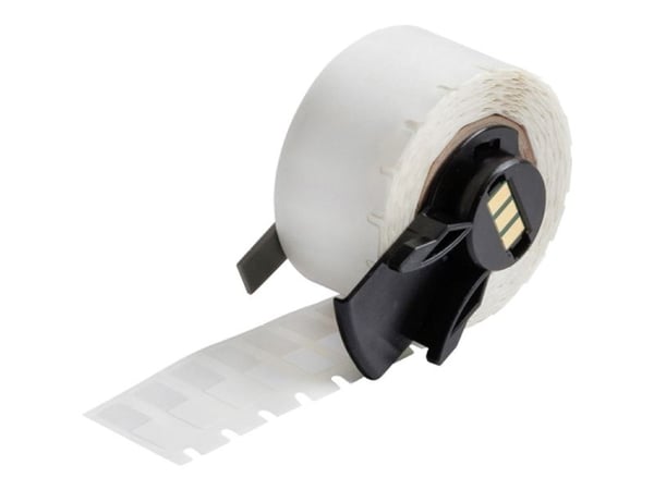 Brady M6-10-427, Hvit, Selvklebende skriveretikett, Utstanset etikett, Rull, Selvlaminerende vinyl, Trermisk overføring