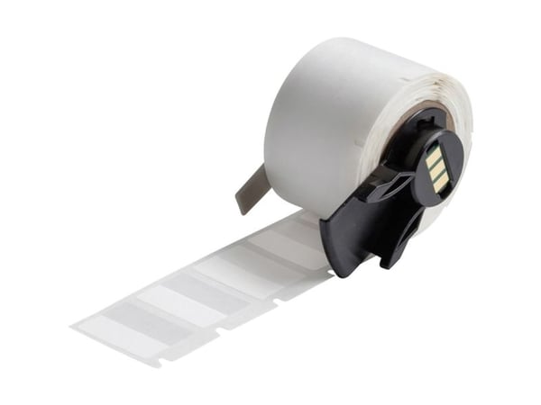 Brady M6-96-427, Hvit, Selvklebende skriveretikett, Utstanset etikett, Rull, Selvlaminerende vinyl, Trermisk overføring