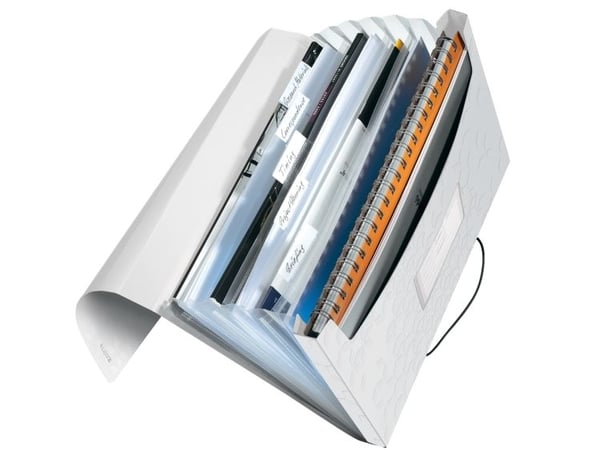 Leitz WOW - Dokumentmappe - kan utvides - 6 rom - 6 deler - for A4 (210 x 297 mm) - kapasitet: 250 ark - med fliker - hvit