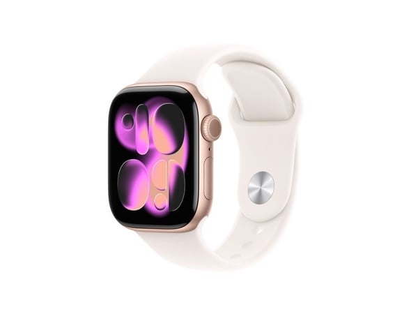 Apple Watch Series 11 GPS + Cellular 42mm Rose Gold Aluminium Case with Light Blush Sport Band - S/M