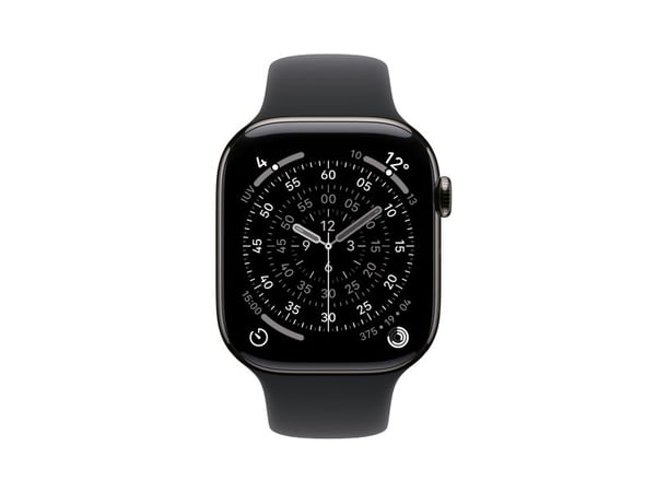 Apple Watch Series 11 GPS + Cellular 42mm Slate Titanium Case with Black Sport Band - S/M