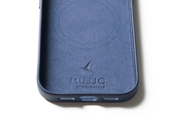 Mujjo Nahkakotelo - Nahkakotelo iPhone 17 Pro:lle, joka on yhteensopiva MagSafe-järjestelmän kanssa (monacon sininen)