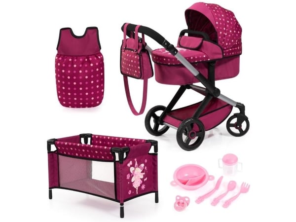 Bayer Design kombi dukkevogn XEO deluxe-sett, mørk rosa