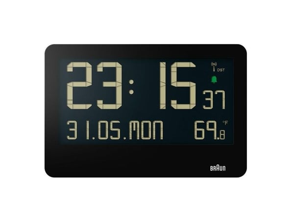 Braun BC14B-DCF, Vegg/bord, Radiostyrt klokke, Rektangel, Svart, LCD, Batteri