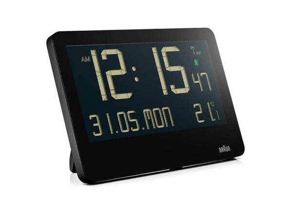Braun BC14B-DCF, Vegg/bord, Radiostyrt klokke, Rektangel, Svart, LCD, Batteri