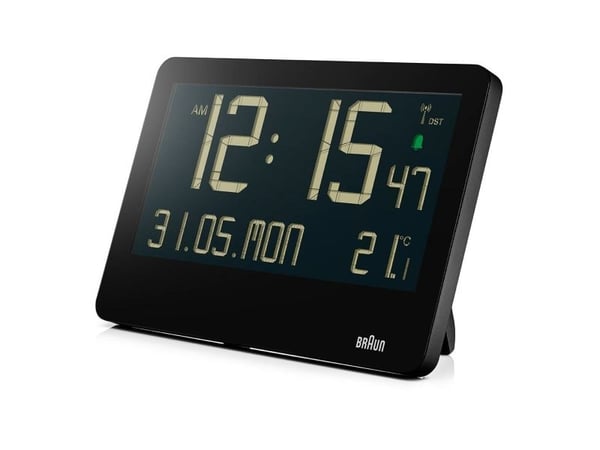Braun BC14B-DCF, Vegg/bord, Radiostyrt klokke, Rektangel, Svart, LCD, Batteri
