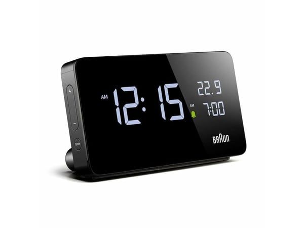 Braun Uhren bord/vekkerklokke, digitalt display, datovisning, alarmfunksjon, belysning (67707)