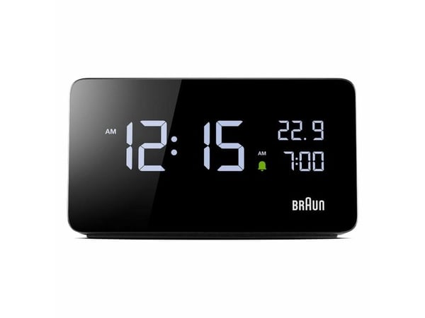 Braun Uhren bord/vekkerklokke, digitalt display, datovisning, alarmfunksjon, belysning (67707)