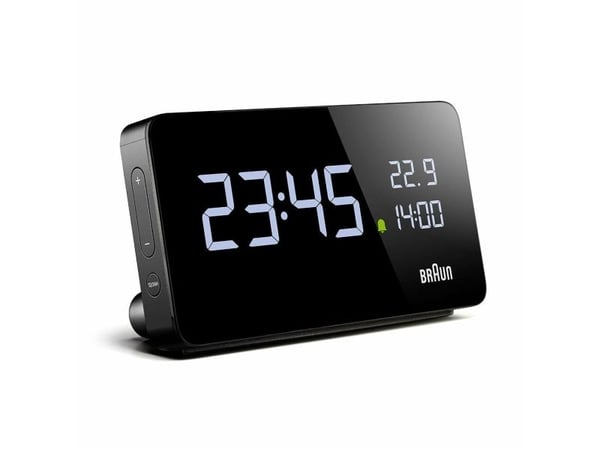Braun Uhren bord/vekkerklokke, digitalt display, datovisning, alarmfunksjon, belysning (67707)