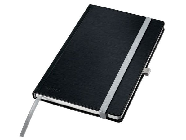 Leitz Style - Notisbok - eskebundet - A5 (145 x 210 mm) - 80 ark / 160 sider - elfenbenspapir - lined - satengsvart omslag