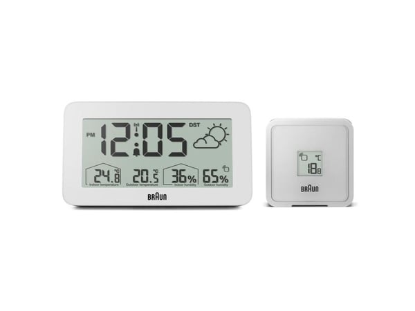 Braun BC13WP-DCF, Digital vekkerklokke, Rektangel, Hvit, 12/24h, F, °C, LCD