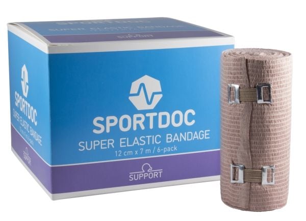 Super elastisk bandasje 12 cm x 7 m (6-pak i eske)