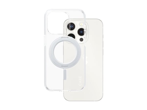 CARE by PanzerGlass - Baksidedeksel for mobiltelefon - MagSafe-samsvar - resirkulert plast - gjennomsiktig, sølv - for Apple iPhone 15 Pro