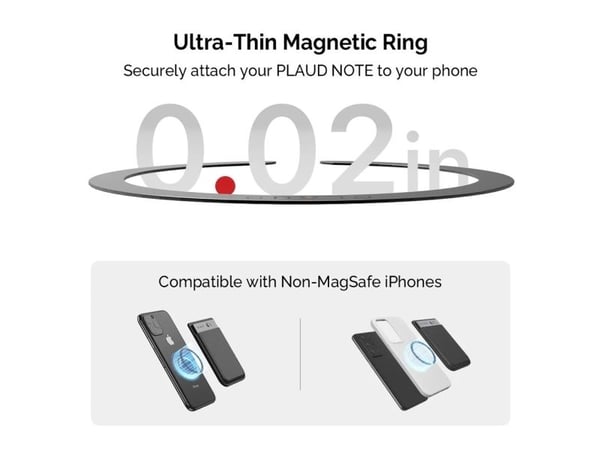 PLAUD Note - Kabelsett - magnetisk til USB-C (hann) - lade og synkronisere, Safe Charge - svart