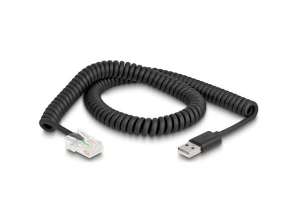 Delock - Strekkodeskannerkabel - RJ-50 (hann) til USB (hann) - 2 m - rullet sammen - svart