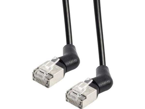 Maxtrack TI53-1,5L RJ45 nettverkskabel patchkabel 10 Gbit/s CAT 6A U/FTP 1,5 m sort kontakt som kan dreies 360° 1 stk
