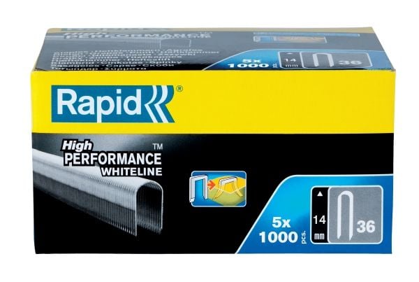 Rapid 11886911, Pakke med stifter, 1,4 cm, 5000 stifter, Metallisk, Rapid (merkevare), R36