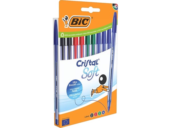 BIC 516359, Tynn spiss, Sort, Blå, Grønn, Rød, 10 stykker