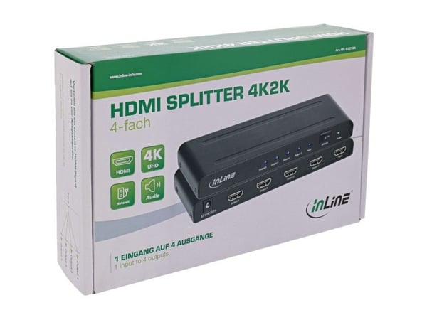 InLine 65010K, HDMI, 4x HDMI, Svart, 3840 x 2160 piksler, 4K Ultra HD, 12 bit