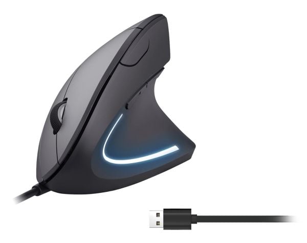 Equip 245118, Høyre hendt, Vertikalt design, Optisk, USB Type-A, 3200 DPI, Sort