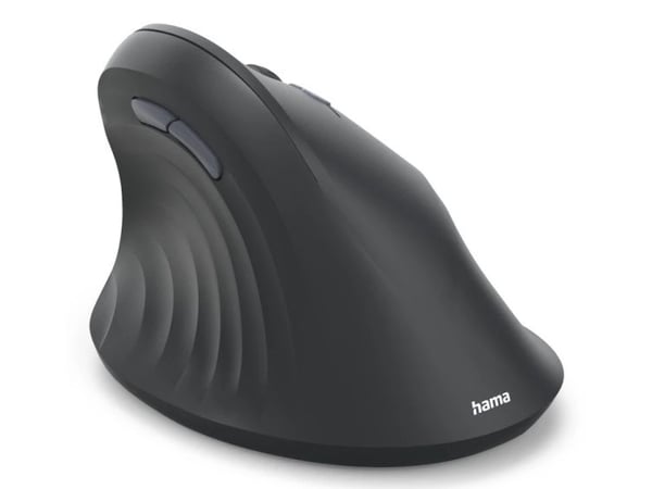 Hama EWM-600R, högerhand, Vertikal design, Optisk, Trådlös RF + Bluetooth, 1800 DPI, Svart