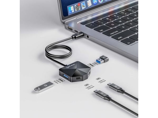 Manhattan 181150, Koblet med ledninger (ikke trådløs), USB 3.2 Gen 2 (3.1 Gen 2) Type-C, Svart, 5 Gbit/s, Plast, USB