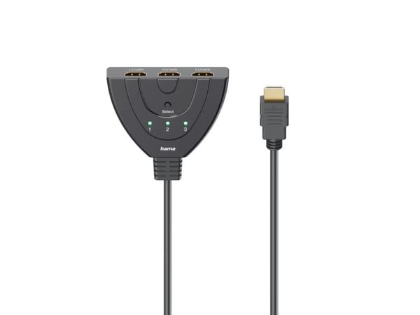 Hama 00205101, 0,55 m, HDMI Type A (Standard), 3 x HDMI Type A (Standard), Svart