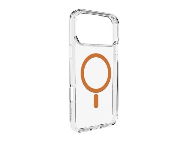 Puro Lite Mag TPU+PC-kompatibelt etui med MagSafe for iPhone 17 Pro - gjennomsiktig med oransje ring
