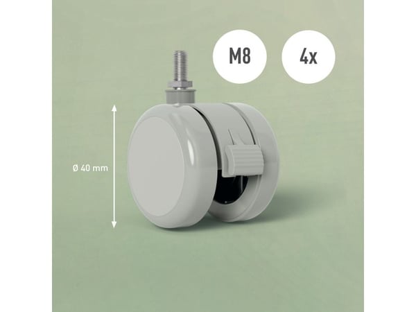 Leitz Svinghjul for Ergo elektrisk hev/senk bord, Grå, 4 cm, 40 mm, 40 mm, 80 mm, 4 stykker