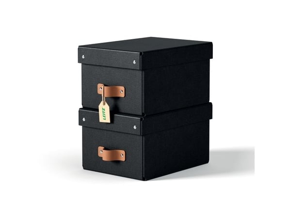 Leitz Puro Förvaringslåda med lock, 7L, liten, 100% återvunnen kartong, 2-pack, Svart, Kartong, 7 l, 200 mm, 280 mm, 150 mm