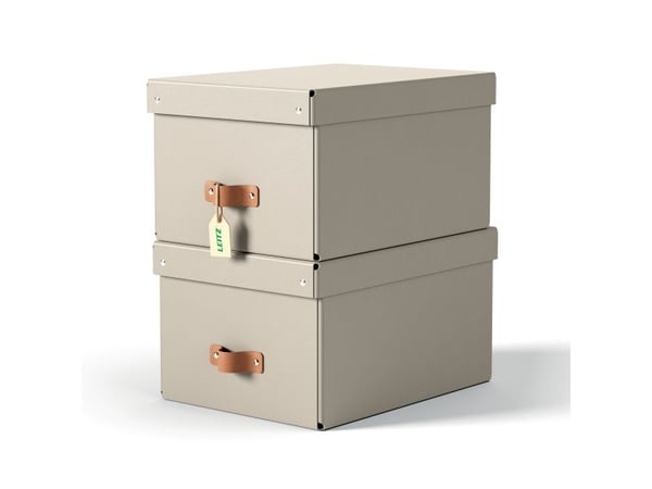 Leitz Puro förvaringslåda med lock, medium, 17 L, 100 % återvunnen kartong, Beige - (2 st./förpackning)