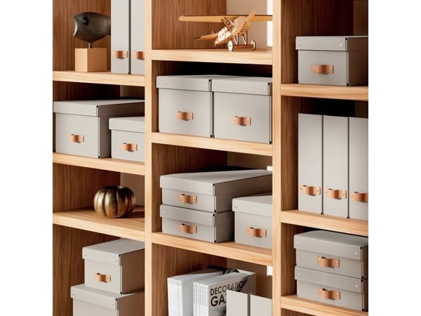 Leitz Puro oppbevaringsboks med lokk, medium, 17 l, 100 % resirkulert papp, beige - (2 stk./pakning)