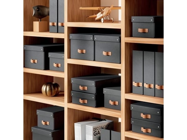 Leitz Puro oppbevaringsboks med lokk, medium, 17L, 100 % resirkulert kartong, pakke med 2, Svart, Kartong, 17 l, 270 mm, 370 mm, 200 mm